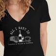I Want Books Wine Coffee Women's Jersey Short Sleeve Deep V-Neck Tshirt I Want Books Wine Coffee Women's Jersey Short Sleeve Deep V-Neck Tshirt