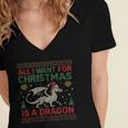 All I Want For Christmas Is A Dragon & Books Ugly Sweater Women's Jersey Short Sleeve Deep V-Neck Tshirt