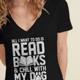 All I Want To Do Is Read Books Reading Dog Lovers Women's Jersey Short Sleeve Deep V-Neck Tshirt