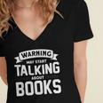 Warning I May Start Talking About Books Women's Jersey Short Sleeve Deep V-Neck Tshirt