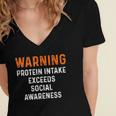 Warning Protein Intake Exceeds Social Awareness Introvert Women's Jersey Short Sleeve Deep V-Neck Tshirt Warning Protein Intake Exceeds Social Awareness Introvert Women's Jersey Short Sleeve Deep V-Neck Tshirt