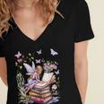 Watercolor Butterfly Fairy Read Book Library Fantasy Novel Women's Jersey Short Sleeve Deep V-Neck Tshirt Watercolor Butterfly Fairy Read Book Library Fantasy Novel Women's Jersey Short Sleeve Deep V-Neck Tshirt