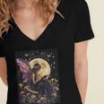 Whimsical Book Fairy Reading Bookish Fairycore Women's Jersey Short Sleeve Deep V-Neck Tshirt