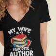 My Wife Is My Favorite Author Book Writer Women's Jersey Short Sleeve Deep V-Neck Tshirt My Wife Is My Favorite Author Book Writer Women's Jersey Short Sleeve Deep V-Neck Tshirt