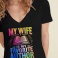 My Wife Is My Favorite Author Book Writer Writing Husband Women's Jersey Short Sleeve Deep V-Neck Tshirt My Wife Is My Favorite Author Book Writer Writing Husband Women's Jersey Short Sleeve Deep V-Neck Tshirt
