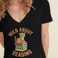 Wild About Reading Cute Leopard Teacher Kids Book Lover Women's Jersey Short Sleeve Deep V-Neck Tshirt Wild About Reading Cute Leopard Teacher Kids Book Lover Women's Jersey Short Sleeve Deep V-Neck Tshirt