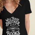 Will Trade Brother For Books Women's Jersey Short Sleeve Deep V-Neck Tshirt