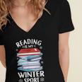 Winter Reading Book Bookworm Winter Women's Jersey Short Sleeve Deep V-Neck Tshirt Winter Reading Book Bookworm Winter Women's Jersey Short Sleeve Deep V-Neck Tshirt
