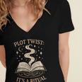 Witchy Book Club Pagan Reader Occult Fiction Coven Ritual Women's Jersey Short Sleeve Deep V-Neck Tshirt