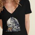 Wolf Reading Book Librarian Library Wolves Women's Jersey Short Sleeve Deep V-Neck Tshirt Wolf Reading Book Librarian Library Wolves Women's Jersey Short Sleeve Deep V-Neck Tshirt