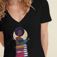 Woman And Books Stack Afro Girl Reading Lover Women's Jersey Short Sleeve Deep V-Neck Tshirt Woman And Books Stack Afro Girl Reading Lover Women's Jersey Short Sleeve Deep V-Neck Tshirt