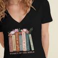 Women Of The Bible Christian Books Full Color Women's Jersey Short Sleeve Deep V-Neck Tshirt