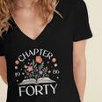 Women's 1986 Chapter Forty 40th Birthday Wildflower Book 40 Year Old Women's Jersey Short Sleeve Deep V-Neck Tshirt