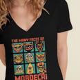 Women's DCC Many Faces Of Mordecai Grid Gamer Series Book Women's Jersey Short Sleeve Deep V-Neck Tshirt Women's DCC Many Faces Of Mordecai Grid Gamer Series Book Women's Jersey Short Sleeve Deep V-Neck Tshirt