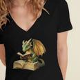 Women's Dragon Bookworm Reading Book Graphic Women's Jersey Short Sleeve Deep V-Neck Tshirt Women's Dragon Bookworm Reading Book Graphic Women's Jersey Short Sleeve Deep V-Neck Tshirt