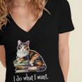Womens Girls Books I Do What I Want Calico Cat Lover Women's Jersey Short Sleeve Deep V-Neck Tshirt Womens Girls Books I Do What I Want Calico Cat Lover Women's Jersey Short Sleeve Deep V-Neck Tshirt