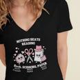 Women's Nothing Beats Reading Book Lover Statement Women's Jersey Short Sleeve Deep V-Neck Tshirt