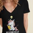 Women's Reading Is Lit Unicorn Library English Teacher Book Lover Women's Jersey Short Sleeve Deep V-Neck Tshirt Women's Reading Is Lit Unicorn Library English Teacher Book Lover Women's Jersey Short Sleeve Deep V-Neck Tshirt
