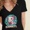 Women's Readsolotl Kawaii Axolotl Reading Book Lover Women's Jersey Short Sleeve Deep V-Neck Tshirt Women's Readsolotl Kawaii Axolotl Reading Book Lover Women's Jersey Short Sleeve Deep V-Neck Tshirt