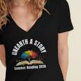 Women's Unearth a Story 2026 Summer Reading Program Tree Book Women's Jersey Short Sleeve Deep V-Neck Tshirt Women's Unearth a Story 2026 Summer Reading Program Tree Book Women's Jersey Short Sleeve Deep V-Neck Tshirt