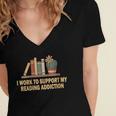 I Work To Support My Reading Addiction Books Lover Women's Jersey Short Sleeve Deep V-Neck Tshirt I Work To Support My Reading Addiction Books Lover Women's Jersey Short Sleeve Deep V-Neck Tshirt