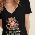 In World Of Bookworms Be Book Dragon Cute Women Kids Men Women's Jersey Short Sleeve Deep V-Neck Tshirt