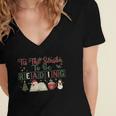 Xmas Books Tis The Season To Be Reading Book Lover Women's Jersey Short Sleeve Deep V-Neck Tshirt