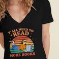Y'All Need To Read More Books Book Lover Vintage Women's Jersey Short Sleeve Deep V-Neck Tshirt