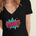 Yeah Comic Comic Book Graphic Women's Jersey Short Sleeve Deep V-Neck Tshirt