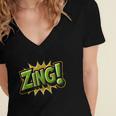 ZING Comic Book Retro Artwork – Cartoon Collector Women's Jersey Short Sleeve Deep V-Neck Tshirt ZING Comic Book Retro Artwork – Cartoon Collector Women's Jersey Short Sleeve Deep V-Neck Tshirt