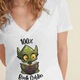 100 Book Goblin Cute Book Reader And Library Lover Women's Jersey Short Sleeve Deep V-Neck Tshirt