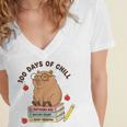 100 Days Of Chill Cute Capybara School Book Lover Women's Jersey Short Sleeve Deep V-Neck Tshirt 100 Days Of Chill Cute Capybara School Book Lover Women's Jersey Short Sleeve Deep V-Neck Tshirt