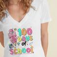 100th Day Of School Teacher Books 100 Days Of School Women Women's Jersey Short Sleeve Deep V-Neck Tshirt 100th Day Of School Teacher Books 100 Days Of School Women Women's Jersey Short Sleeve Deep V-Neck Tshirt