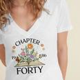 1986 Chapter Forty 40th Birthday Wildflower Book Women's Jersey Short Sleeve Deep V-Neck Tshirt 1986 Chapter Forty 40th Birthday Wildflower Book Women's Jersey Short Sleeve Deep V-Neck Tshirt