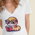 Adorable Book Lover Rattlesnake With Reading Glasses Cute Women's Jersey Short Sleeve Deep V-Neck Tshirt Adorable Book Lover Rattlesnake With Reading Glasses Cute Women's Jersey Short Sleeve Deep V-Neck Tshirt