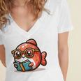 Adorable Book Lover Salmon With Reading Glasses Cute Women's Jersey Short Sleeve Deep V-Neck Tshirt Adorable Book Lover Salmon With Reading Glasses Cute Women's Jersey Short Sleeve Deep V-Neck Tshirt