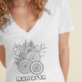 Adult Coloring Book Namaste Yoga Flowers Women's Jersey Short Sleeve Deep V-Neck Tshirt