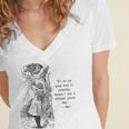 Alice Adventures Wonderland Vintage Book Quote Lewis Carrol Women's Jersey Short Sleeve Deep V-Neck Tshirt