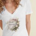 Barely Tolerable Book Lover Bookish Floral Bookworm Women's Jersey Short Sleeve Deep V-Neck Tshirt