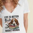 Basset Hound Dog Breed Life Is Better With Books And a For Men Women Girls Kids Women's Jersey Short Sleeve Deep V-Neck Tshirt