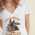 Belgian Malinois Dog Breed Life Is Better With Books And a Men Women Kids Women's Jersey Short Sleeve Deep V-Neck Tshirt