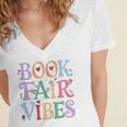 Book Fair Vibes Groovy Retro Reading Women's Jersey Short Sleeve Deep V-Neck Tshirt Book Fair Vibes Groovy Retro Reading Women's Jersey Short Sleeve Deep V-Neck Tshirt
