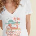 Book Girl Summer Book Reading Retro Sunset Women's Jersey Short Sleeve Deep V-Neck Tshirt Book Girl Summer Book Reading Retro Sunset Women's Jersey Short Sleeve Deep V-Neck Tshirt