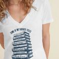 Book Lover Bookish Reader Bibliophile Book Nerd Titles Women's Jersey Short Sleeve Deep V-Neck Tshirt
