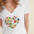 Book Lover Librarian Books Heart Valentine Women's Jersey Short Sleeve Deep V-Neck Tshirt