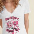 Book Lover Read Your Heart Out Teacher Kids Valentines Women's Jersey Short Sleeve Deep V-Neck Tshirt
