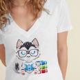 Book Lover Reading Husky Dog Women's Jersey Short Sleeve Deep V-Neck Tshirt Book Lover Reading Husky Dog Women's Jersey Short Sleeve Deep V-Neck Tshirt