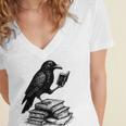 Book Raven Vintage Dark Academia Literature Reading Women's Jersey Short Sleeve Deep V-Neck Tshirt Book Raven Vintage Dark Academia Literature Reading Women's Jersey Short Sleeve Deep V-Neck Tshirt