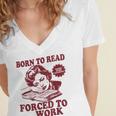 Book Readers Forced To Work Sadness Women's Jersey Short Sleeve Deep V-Neck Tshirt