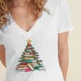 All Booked For Christmas Book Christmas Tree Lights Xmas Women's Jersey Short Sleeve Deep V-Neck Tshirt
